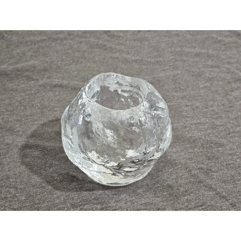 Kosta Boda Snowball Crystal Votive Candle Holder Ann Wolff Swedish Art Glass 3in